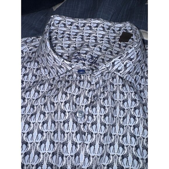 Tasso Elba Shirt Mens XL 17-17.5 Blue Combo Button Up Long Sleeve - Picture 5 of 7